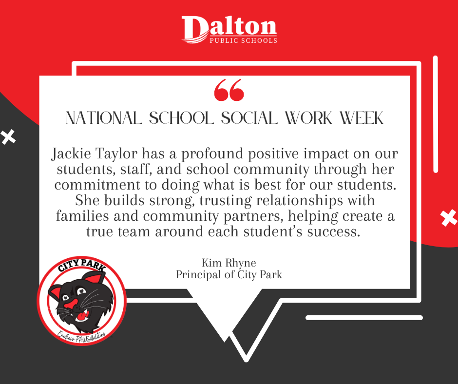 School Social Work Week | March 1–7, 2026 ✨  Our school social workers make a powerful difference every day—connecting students and families to resources, providing compassionate support, and helping remove barriers to learning.  We asked our school leaders to share how their social workers support their school communities. Here’s what they had to say 👇  "Jackie Taylor has a profound positive impact on our students, staff, and school community through her commitment to doing what is best for our students. She builds strong, trusting relationships with families and community partners, helping create a true team around each student’s success. Jackie brings a calm, compassionate presence to difficult situations and is a steady support for both students and staff navigating challenges. We are so thankful to have Jackie at City Park!" -Kim Rhyne, Principal of City Park
