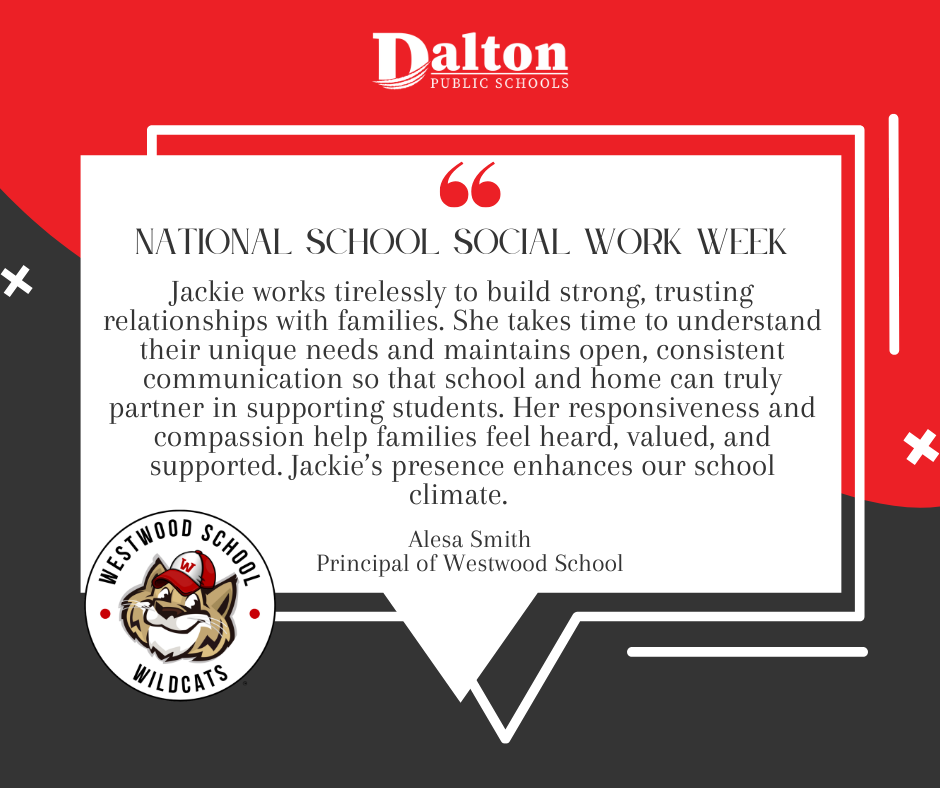 School Social Work Week | March 1–7, 2026 ✨  Our school social workers make a powerful difference every day—connecting students and families to resources, providing compassionate support, and helping remove barriers to learning.  We asked our school leaders to share how their social workers support their school communities. Here’s what they had to say 👇  "Jackie works tirelessly to build strong, trusting relationships with families. She takes time to understand their unique needs and maintains open, consistent communication so that school and home can truly partner in supporting students. Her responsiveness and compassion help families feel heard, valued, and supported. Jackie’s presence enhances our school climate. She fosters a culture of care, empathy, and proactive support that benefits our entire school community. Her dedication and heart for students and families make a lasting difference every day." -Alesa Smith, Principal of Westwood School