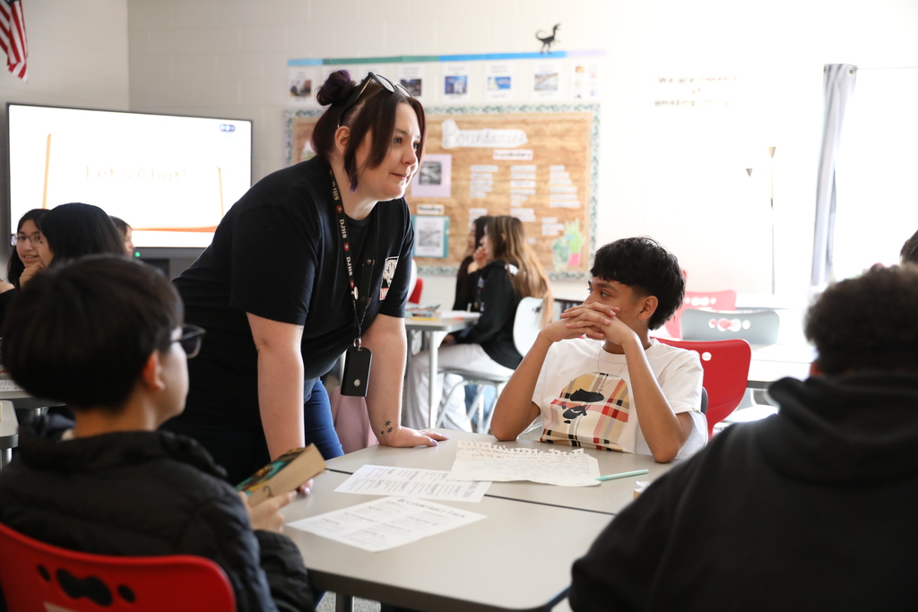 Classroom Spotlight: Teachers Mary Bramblett and Megan Rebman at Dalton Junior High School recently combined their classes for a fun and engaging “Book Club”! Students chose one of four curriculum-based books to read, then met throughout the unit to discuss what they were learning. To show their understanding, students created posters that summarized important evidence from the text and made predictions about the story. A great way to build reading, discussion, and critical thinking skills!