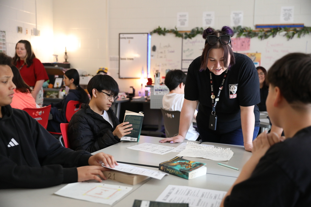 Classroom Spotlight: Teachers Mary Bramblett and Megan Rebman at Dalton Junior High School recently combined their classes for a fun and engaging “Book Club”! Students chose one of four curriculum-based books to read, then met throughout the unit to discuss what they were learning. To show their understanding, students created posters that summarized important evidence from the text and made predictions about the story. A great way to build reading, discussion, and critical thinking skills!