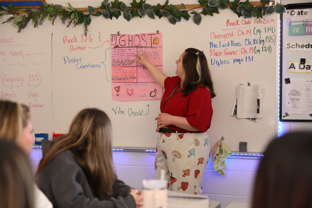 Classroom Spotlight: Teachers Mary Bramblett and Megan Rebman at Dalton Junior High School recently combined their classes for a fun and engaging “Book Club”! Students chose one of four curriculum-based books to read, then met throughout the unit to discuss what they were learning. To show their understanding, students created posters that summarized important evidence from the text and made predictions about the story. A great way to build reading, discussion, and critical thinking skills!