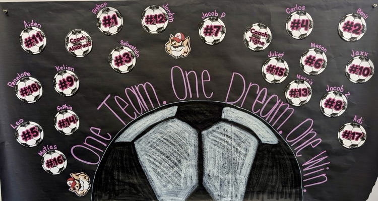 Soccer banner with the players names 