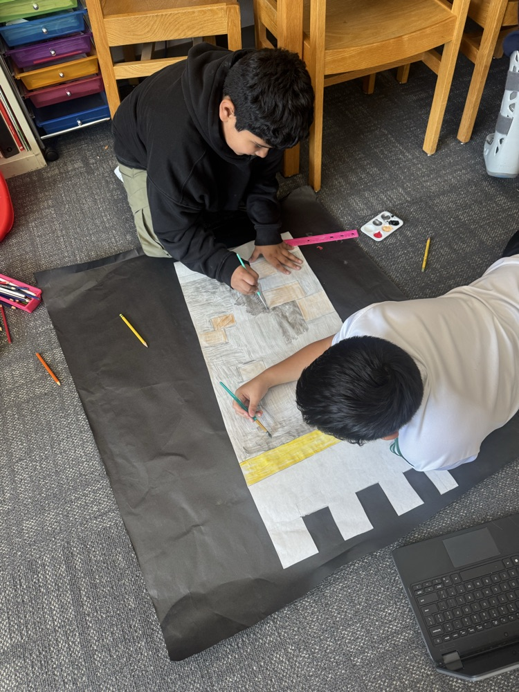 drama students making props