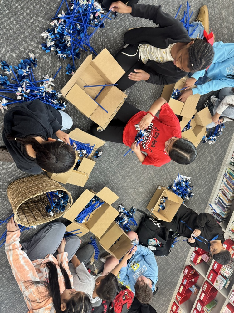 student council building pinwheels 