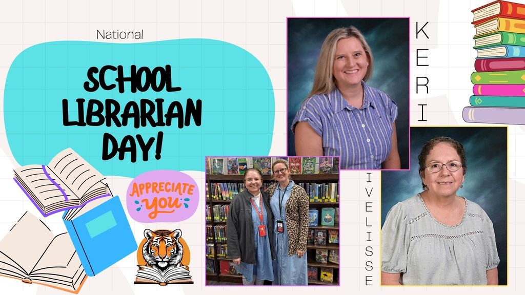 National School Librarian Day Graphic with Keri and Ivelisse, librarians