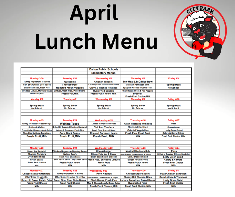 april lunch menu