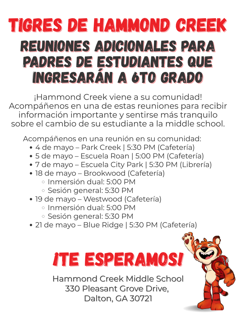 Hammond Creek parent meeting flyer