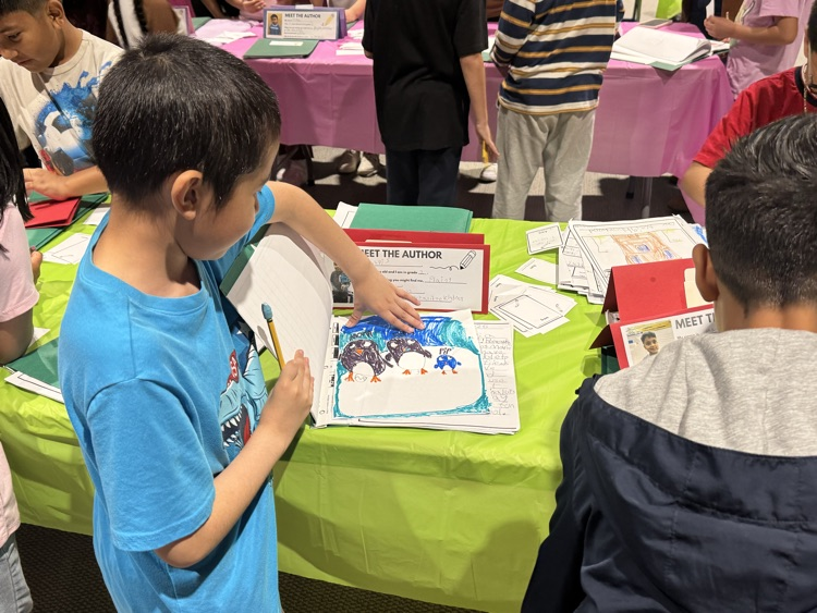 second grade students at publishing party