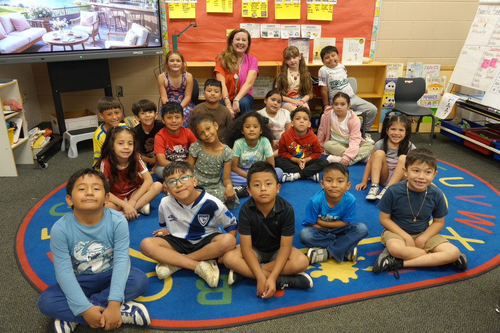 Mrs. Mueller's class photo after skit presentations