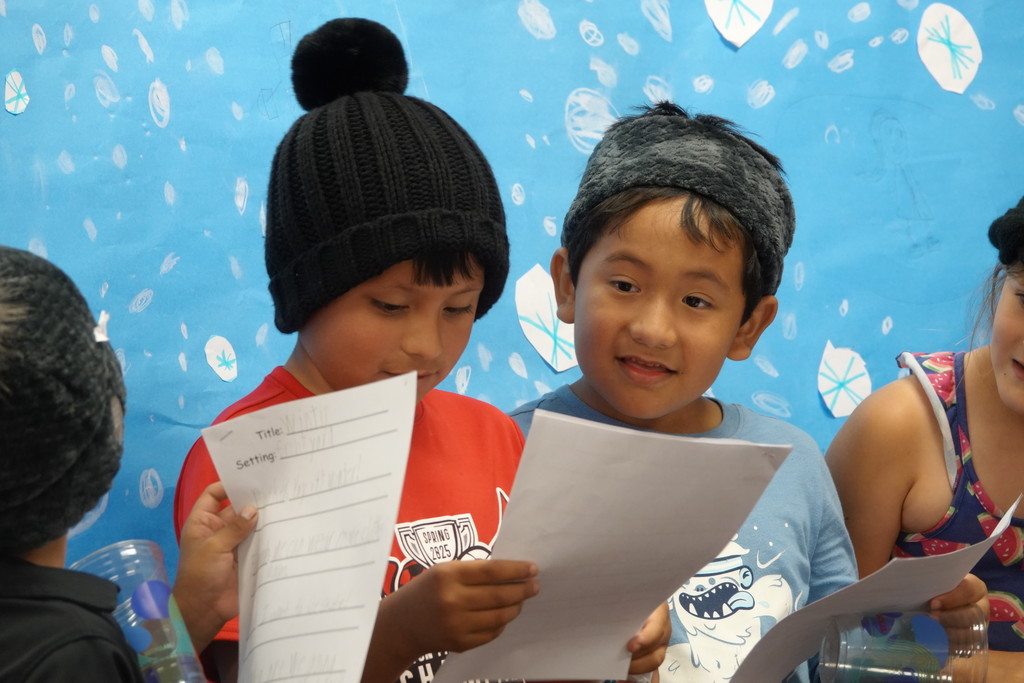 Mrs. Mueller's class presented seasons skits to a kindergarten class