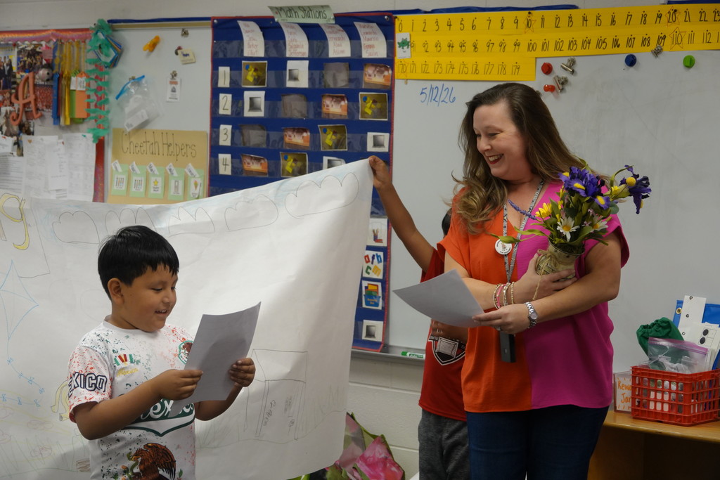 Mrs. Mueller's class presented seasons skits to a kindergarten class