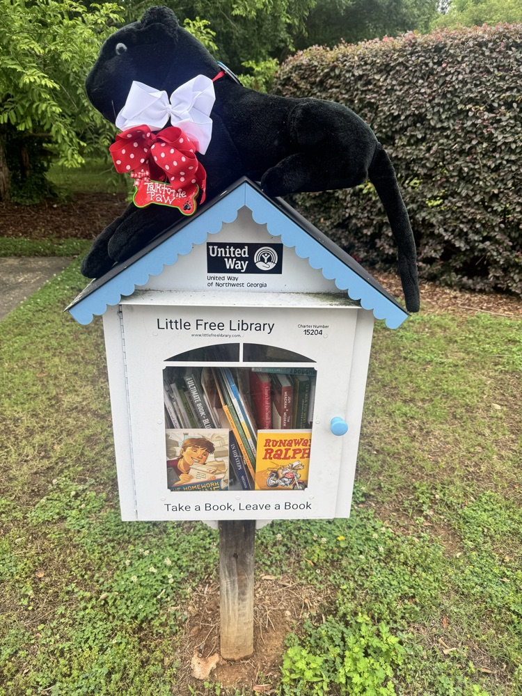 pawz filling little free libraries with books