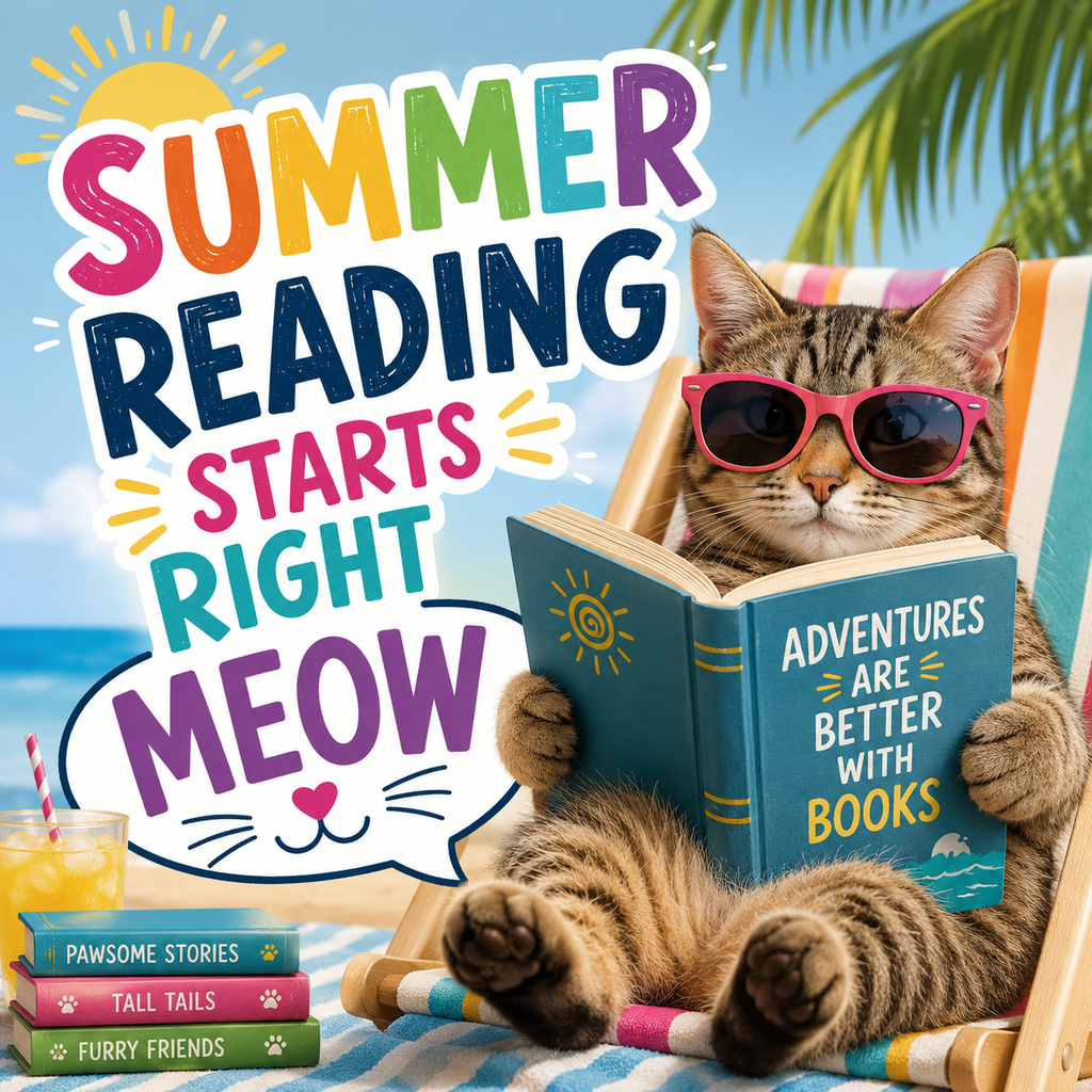 Summer Reading Starts Right Meow Graphic