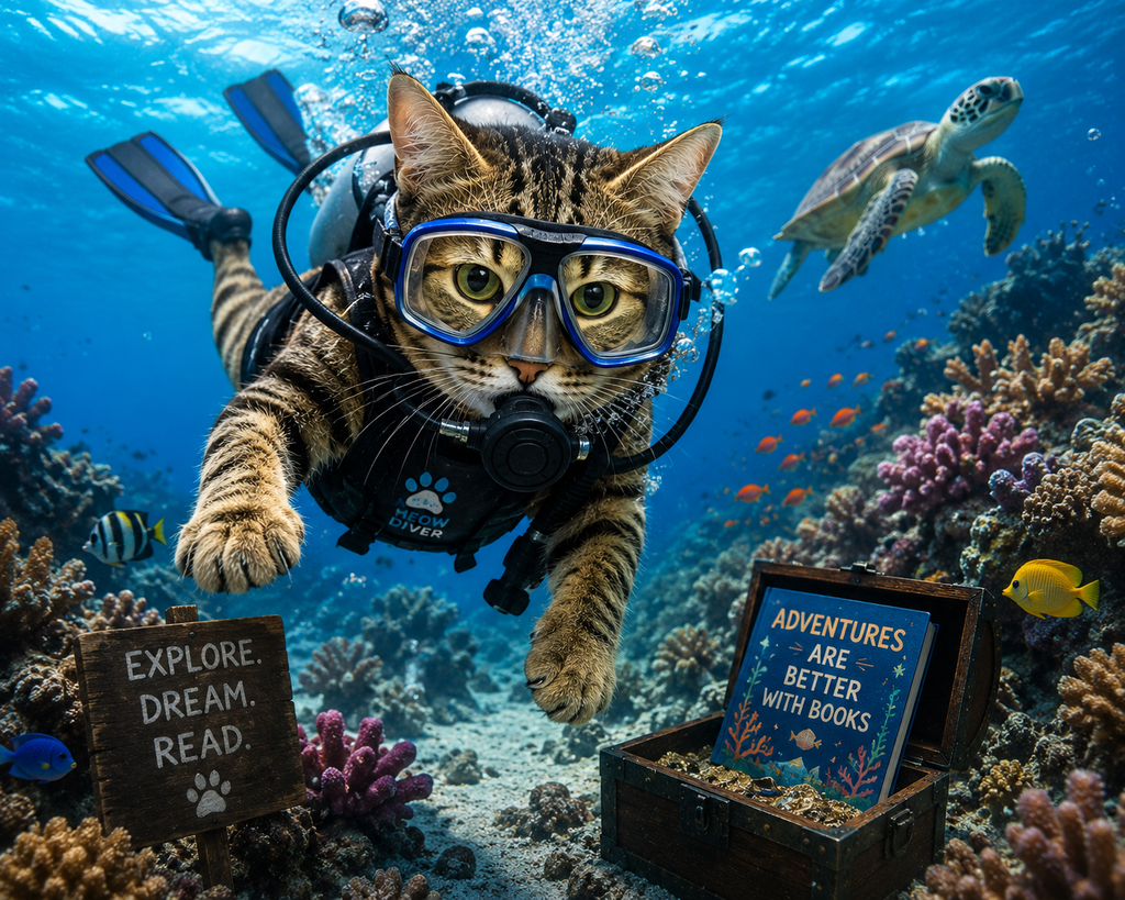 cat scuba diving
