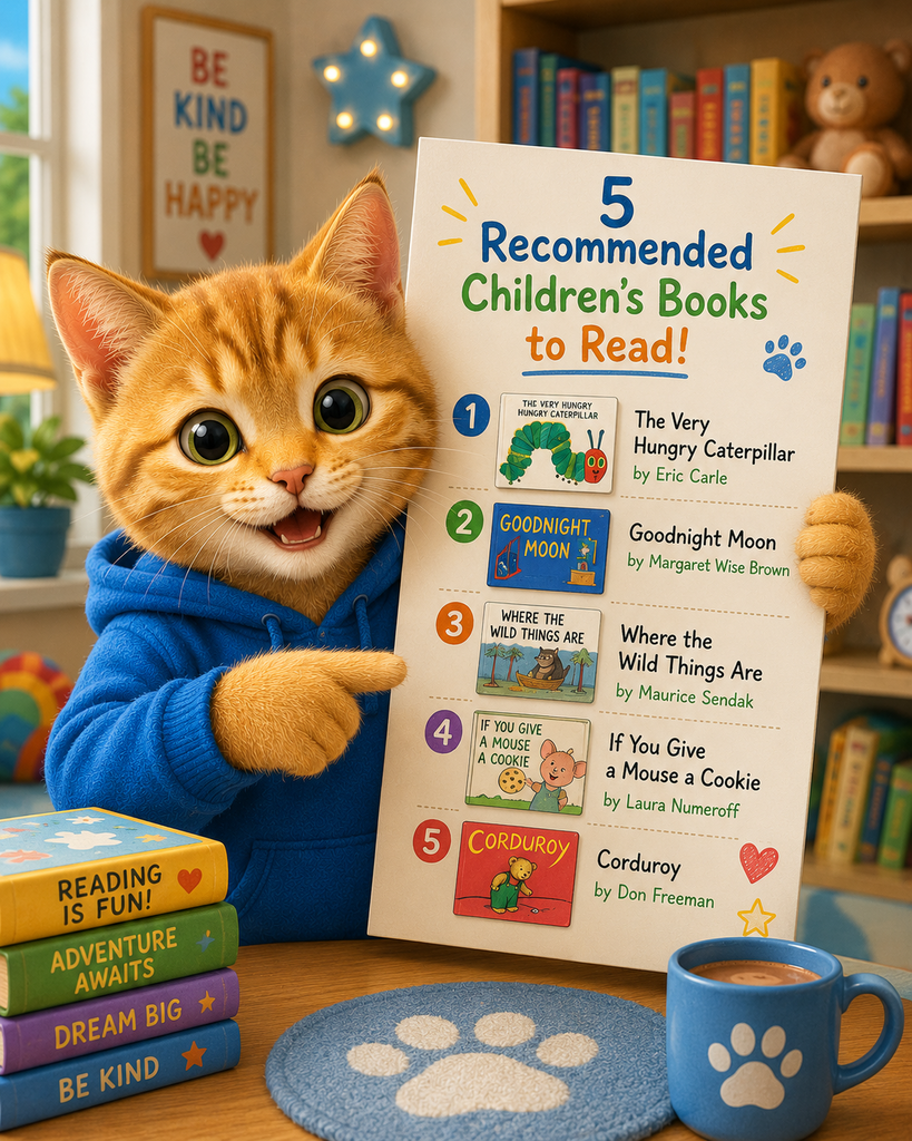 cat with book recommendations