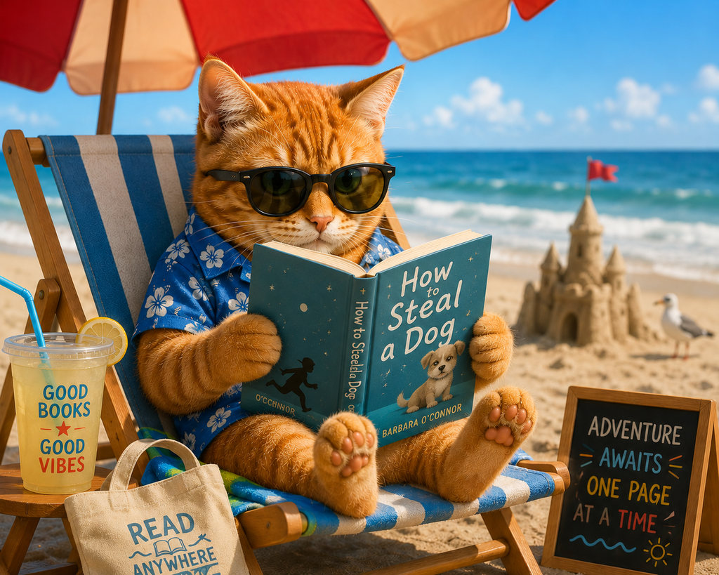 cat reading how to Steal a dog