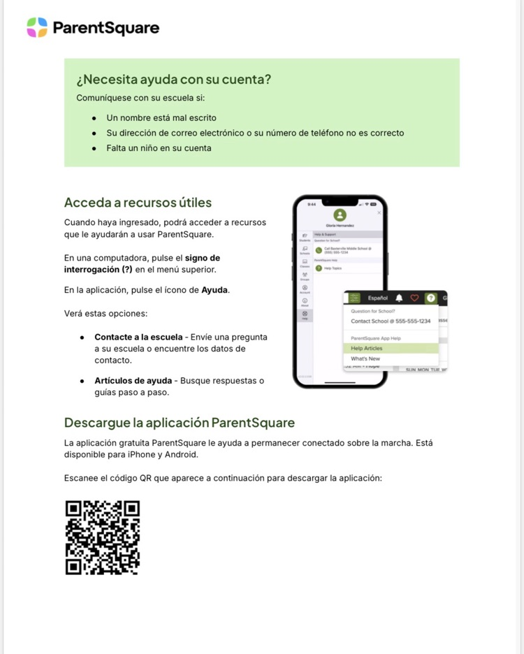 Parent Square Nevesita Ayuda? Flyer-Spanish