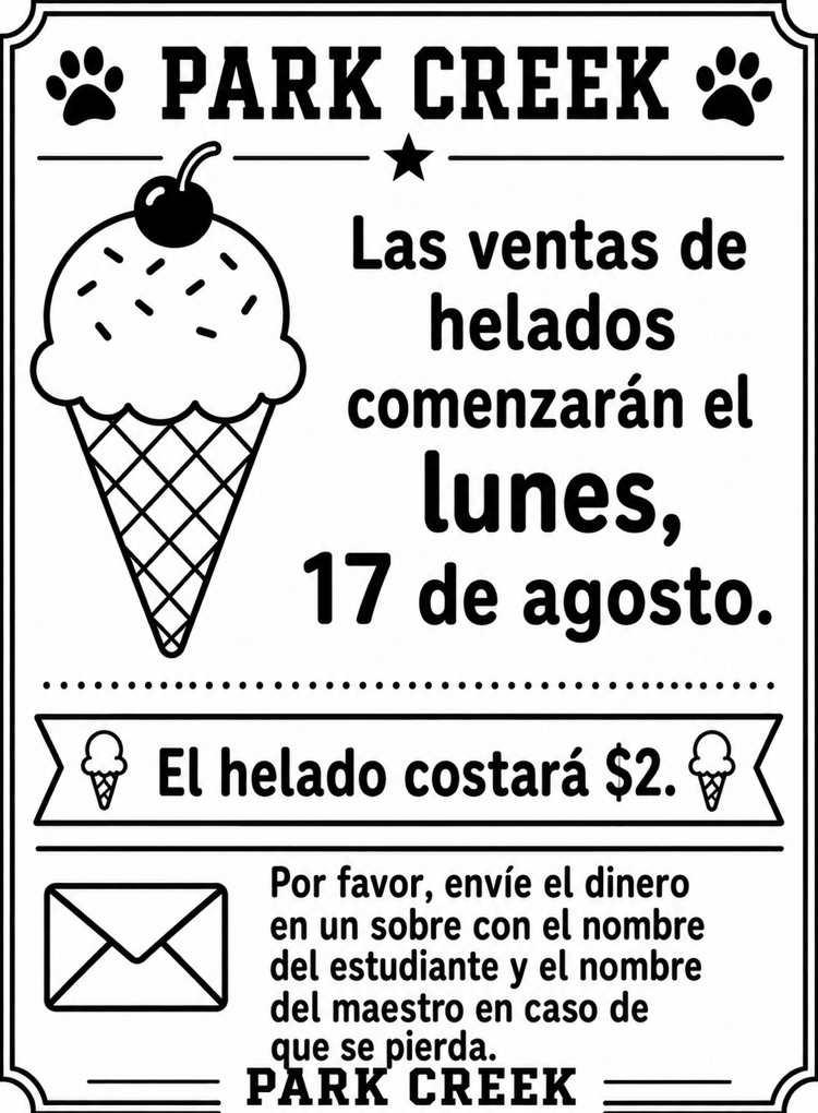 ice cream sales begin Monday, August 17
