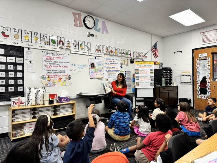 Mrs. Andrea reading a book to the class