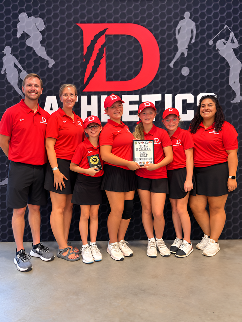 Dalton Middle girls golf region team and coaches celebrate their 2026 Region Runner-Up finish.