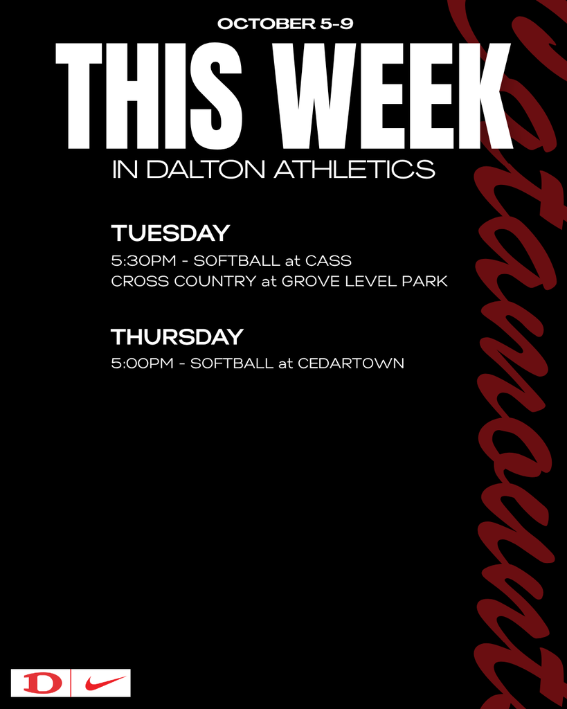 Dalton Athletics October 5-9