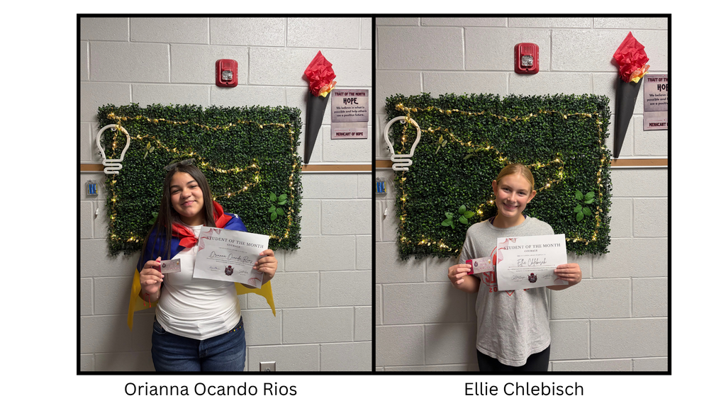 Student holds a Spartan Student of the Month certificate. The student is being recognized for demonstrating the September character trait of Hope.