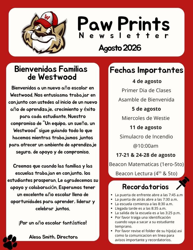 August Paw Prints Newsletter-Spanish