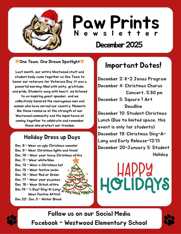 December Paw  Prints Newsletter-English