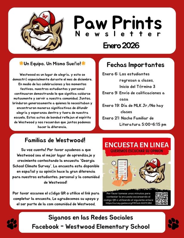 January Paw Prints Newsletter-Spanish