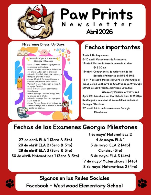 April Paw Prints Newsletter-Spanish