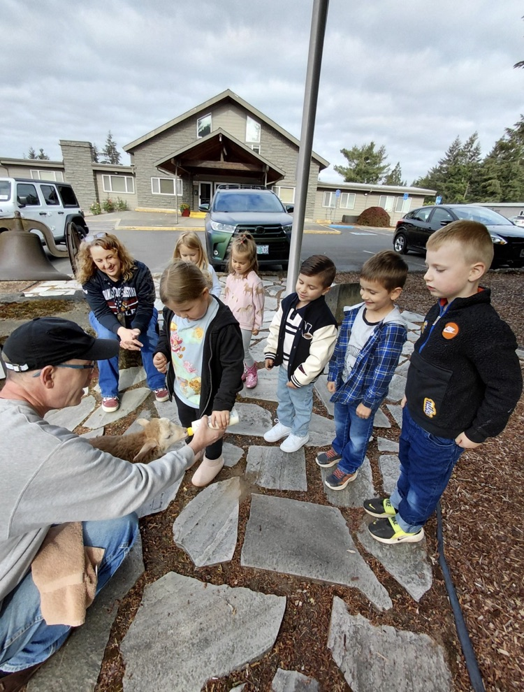 Pre-K receives a visit from a lamb