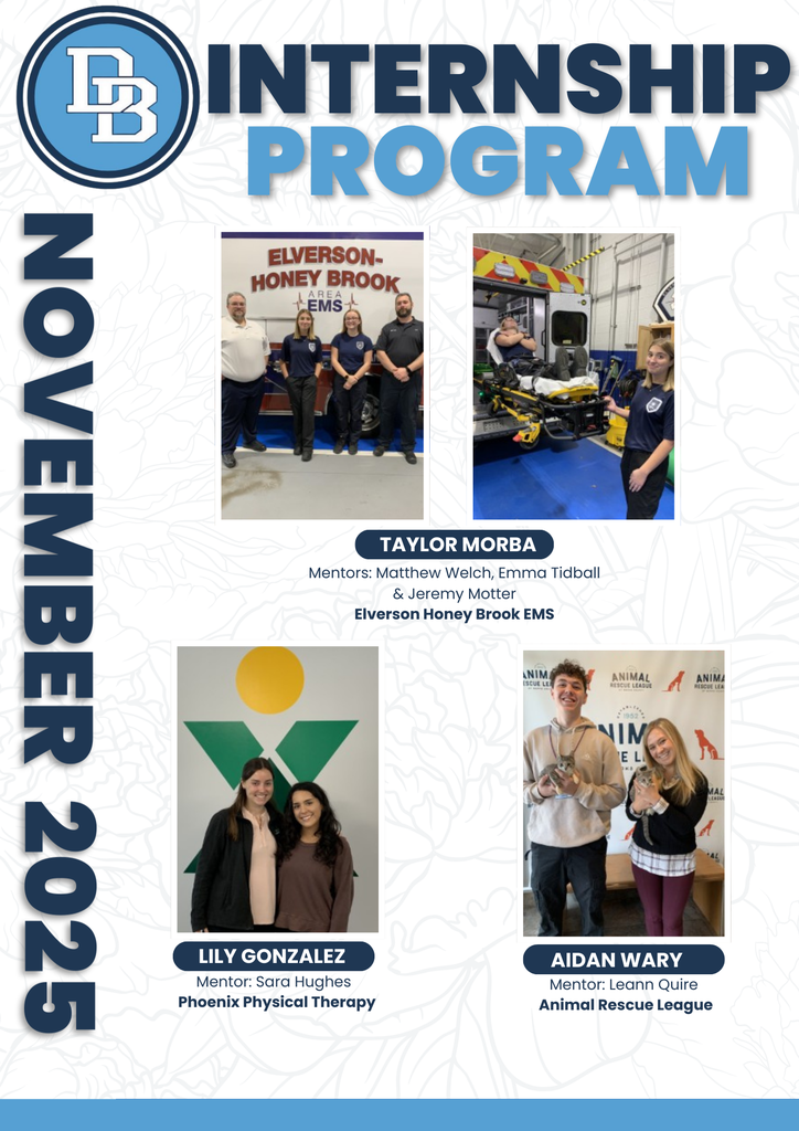 Internship Program November 2025 Taylor Morba Elverson Honey Brook EMS, Lily Gonzalez Phoenix Physical Therapy, Aidan Wary Animal Rescue League