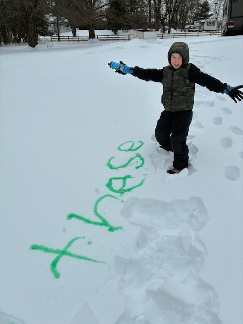 These spelled with colored water in snow