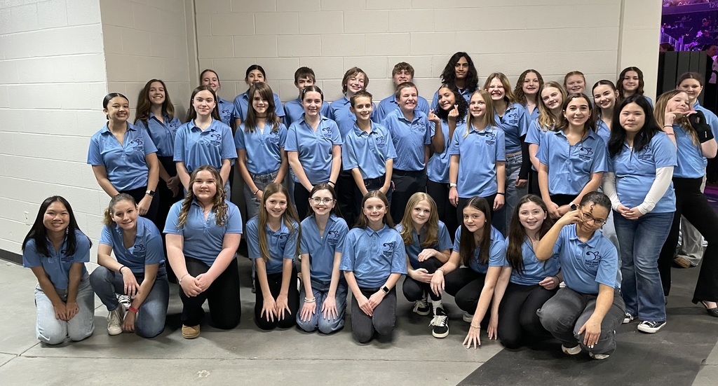 DBAMS Select Choir group in their blue polo shirts posing as a group before their performance.