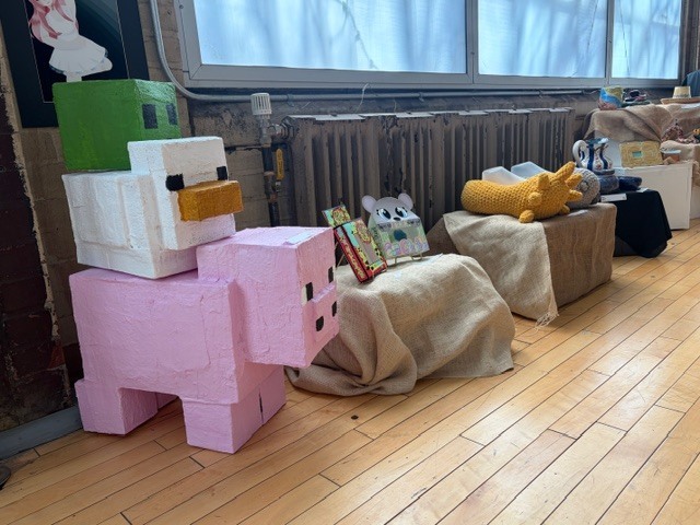 Student sculptures on display