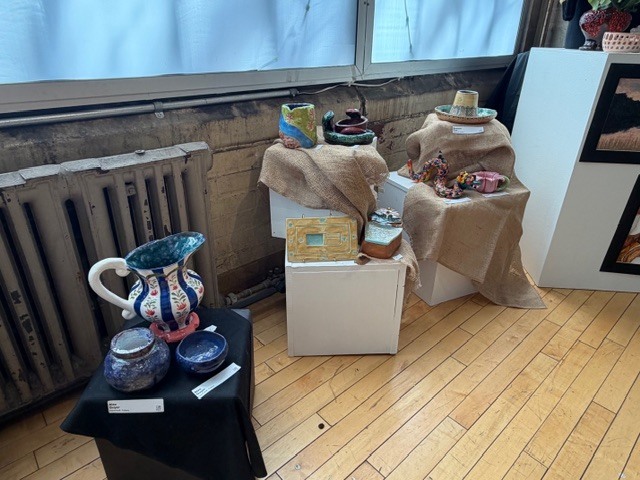 Student pottery on display