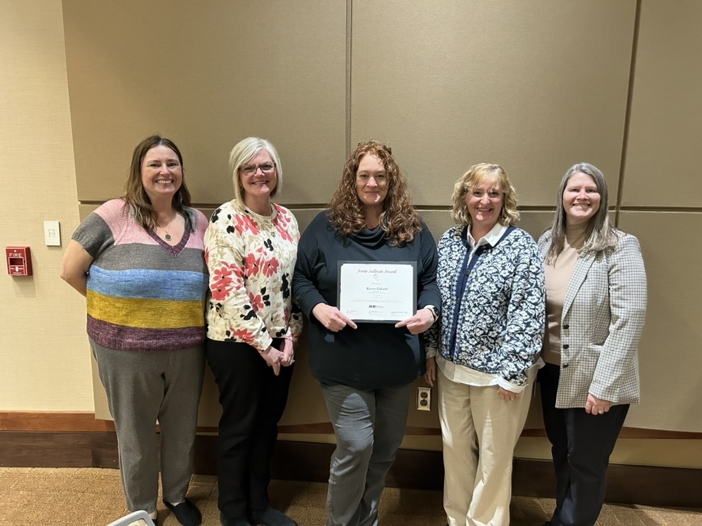 Pictured are Julia Olafson, Michelle Maynard, Karen Gillard, Susan Murray and Melanie Hefter. Karen Gillard is holding a certificate for her nomination of the Annie Sullivan Award.