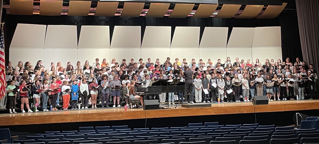 Stage filled with students at the Berks Junior County Music Festival