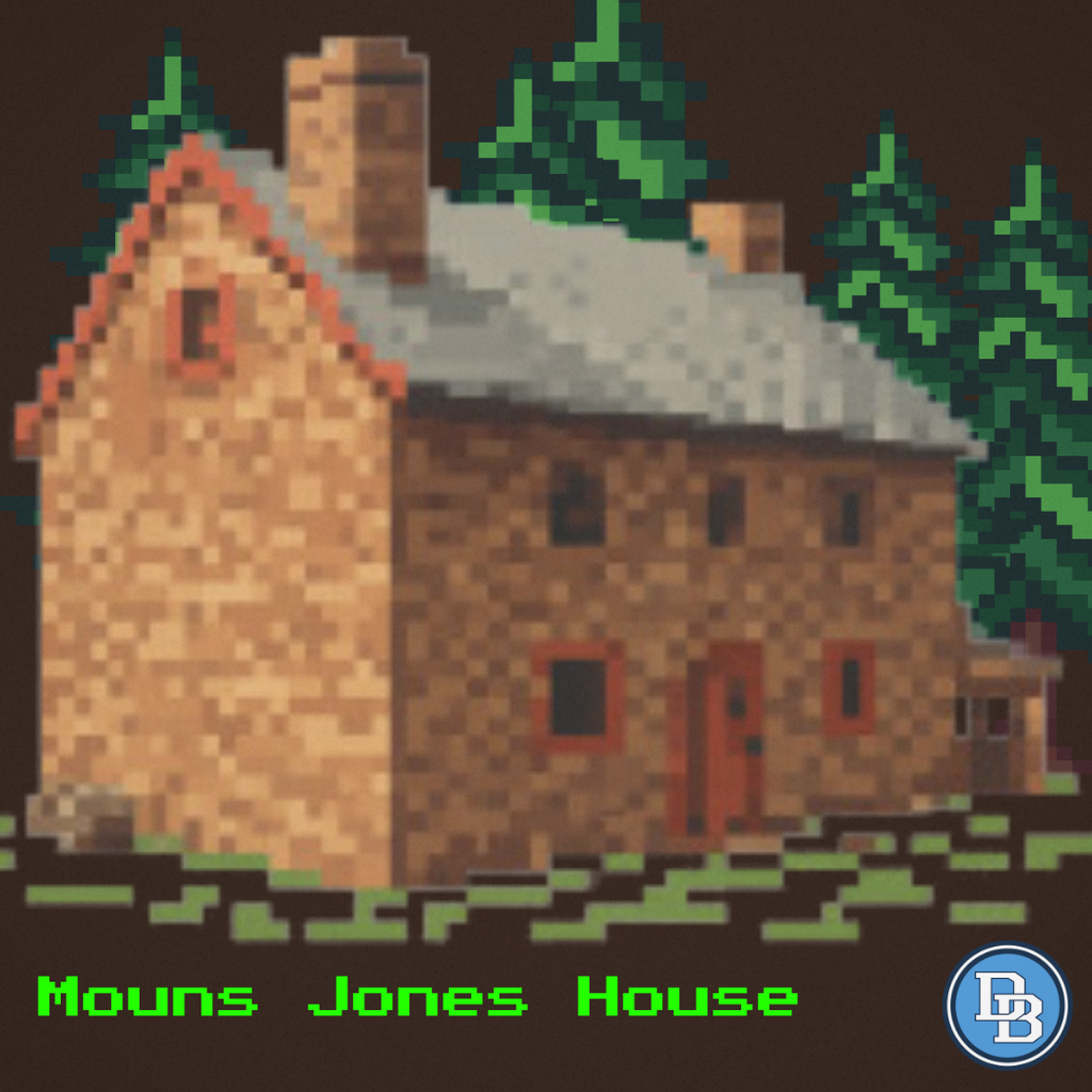 Pixelated version of the Mouns Jones House in Douglassville - created to reflect the look of the Oregon Trail video game