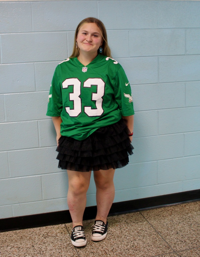 Student wearing an Eagles jersey