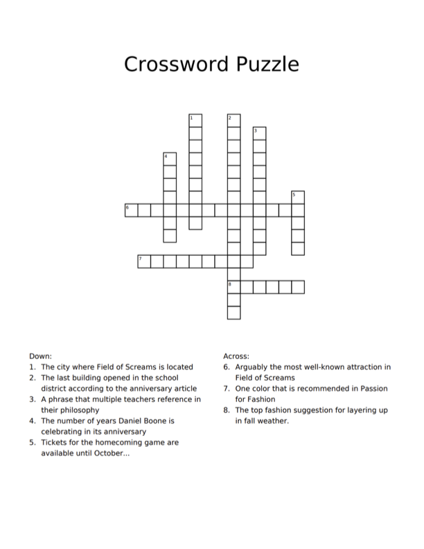 Page 8 of the newspaper is a crossword puzzle.