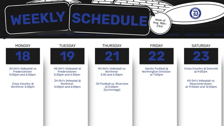 athletic events for Aug.18-23