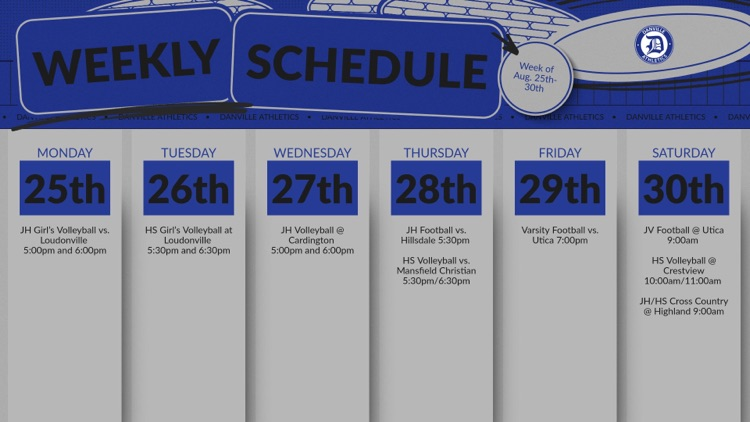athletic events Aug. 25-30