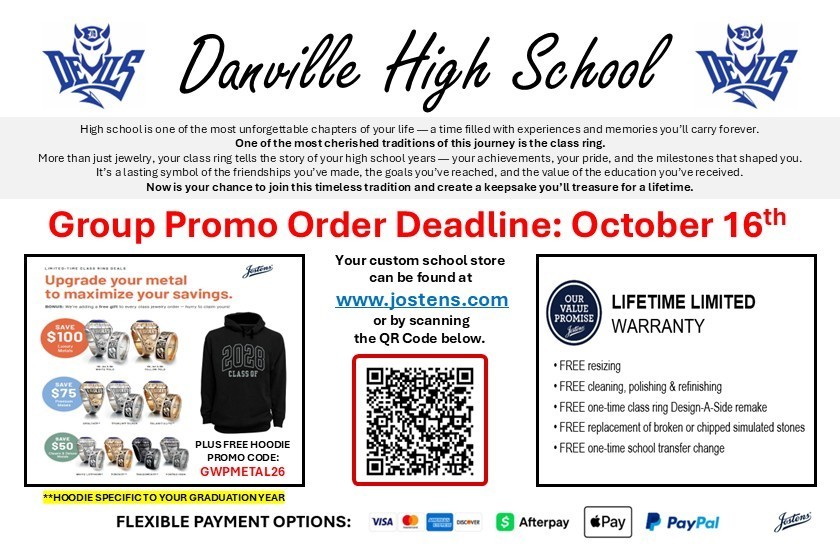 Class of 2028 class ring ordering information