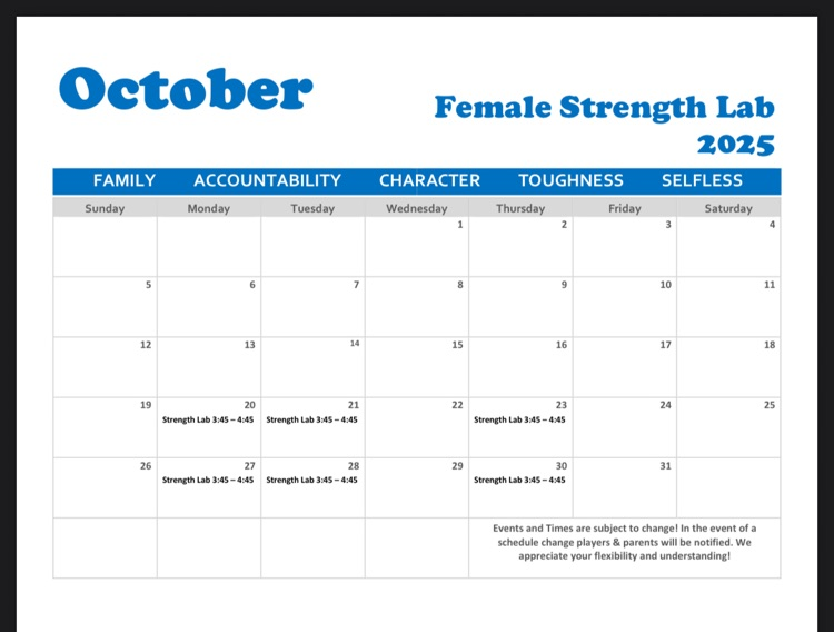 October strength and conditioning 