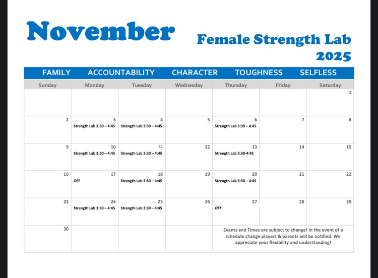 Nov strength and conditioning 