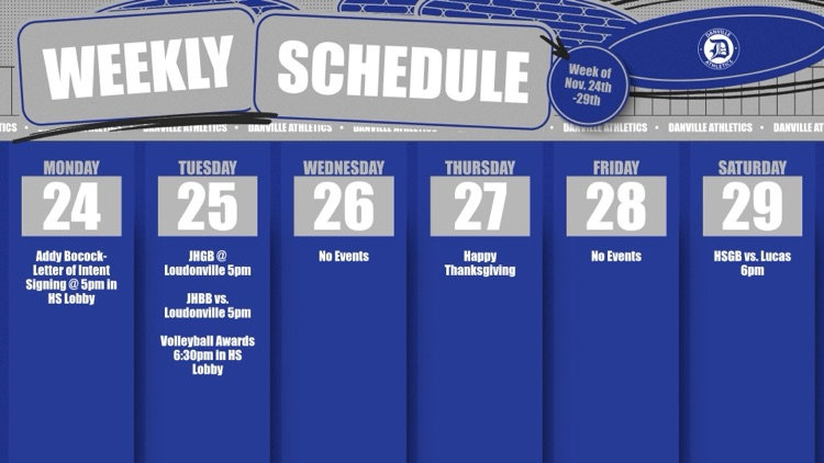 weekly athletic events Nov 