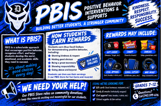 Danville PBIS at 7-12 building taking donations.