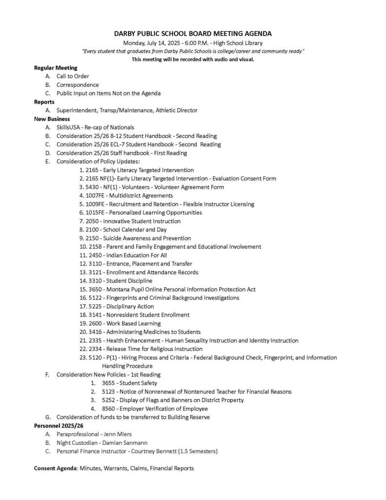 board meeting agenda