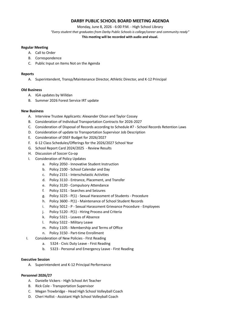 agenda 1